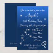 Persoonlijke Zodiac Leeuw Galaxy Feest Uitnodiging (Voorkant / Achterkant)