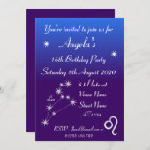 Persoonlijke Zodiac Leo Galaxy Feest Uitnodiging (Voorkant / Achterkant)