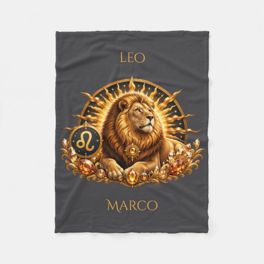 Persoonlijke Zodiac Teken Leeuw Fleece Deken (Voorkant)