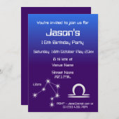 Persoonlijke Zodiac Weegschaal Galaxy Feest Uitnod Kaart (Voorkant / Achterkant)