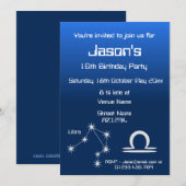 Persoonlijke Zodiac Weegschaal Galaxy Feest Uitnod Kaart (Voorkant / Achterkant)