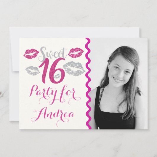 Persoonlijke zoete 16 uitnodigingen van de Birthda (Voorkant)
