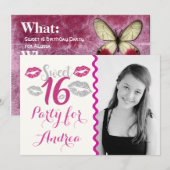Persoonlijke zoete 16 uitnodigingen van de Birthda (Voorkant / Achterkant)