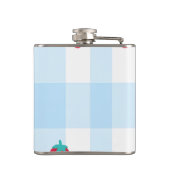 Persoonlijke Zoete Aardbei Gingham Blauw Heupfles (Achterkant)