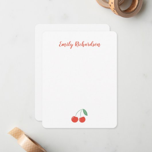 Persoonlijke zoete kers notitiekaart notitiekaartje (Voorkant / Achterkant in situ)