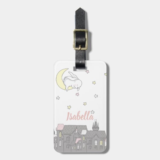 Persoonlijke Zoete Konijn Liefde Luiertas Label Bagagelabel (Voorkant verticaal)