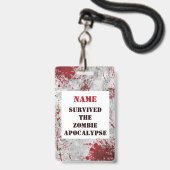 Persoonlijke Zombie Apocalypse Bloed Lanyard Badge (Voorzijde met lanyard)