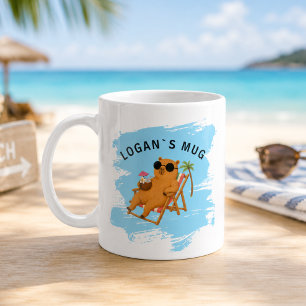 Persoonlijke zomer capybara strand koffiemok