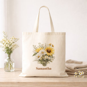Persoonlijke Zomer Daisy Bloemen Boeket Tote Bag