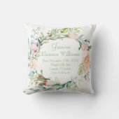 Persoonlijke zomerroosguirlande Baby Geboorte Stat Kussen (Voorkant)