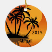 Persoonlijke zonnebank- en palmbomen Tropisch stra Keramisch Ornament (Voorkant)