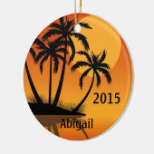 Persoonlijke zonnebank- en palmbomen Tropisch stra Keramisch Ornament (Links)