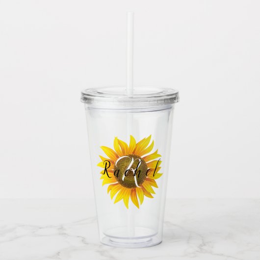 Persoonlijke zonnebloem acryl drinkbeker (Voorkant)