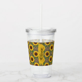 Persoonlijke zonnebloem acryl tumbler drinkbeker