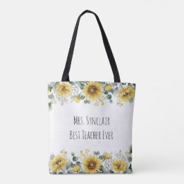Persoonlijke zonnebloem Beste leraar ooit Tote Bag