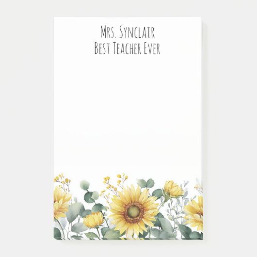 Persoonlijke zonnebloem bloem leraar waardering post-it® notes (Voorkant)