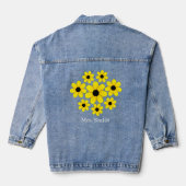 Persoonlijke zonnebloem bruid trouw denim jas jacket (Achterkant)