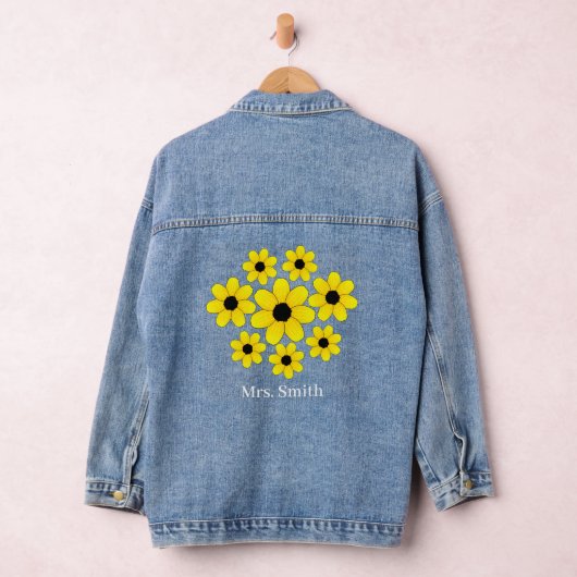 Persoonlijke zonnebloem bruid trouw denim jas jacket (Hangar)