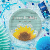 Persoonlijke zonnebloem en zonlicht papieren bordje (Feest)