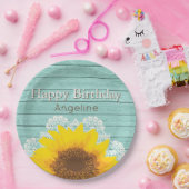 Persoonlijke zonnebloem en zonlicht papieren bordje (Feest)