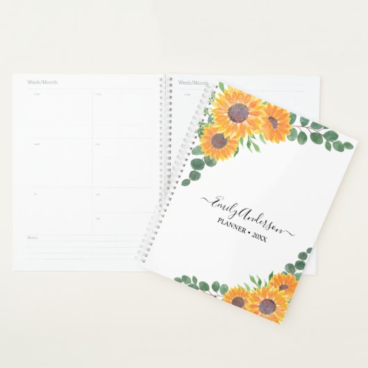 Persoonlijke zonnebloem Eucalyptus Planner (Display)