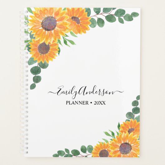Persoonlijke zonnebloem Eucalyptus Planner (Voorkant)