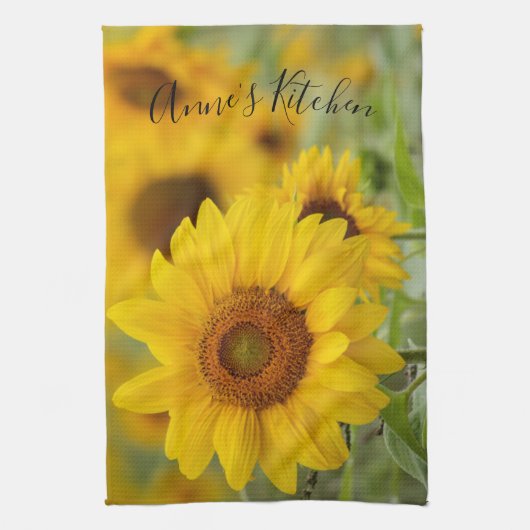 Persoonlijke zonnebloem keukenhanddoek (Verticaal)