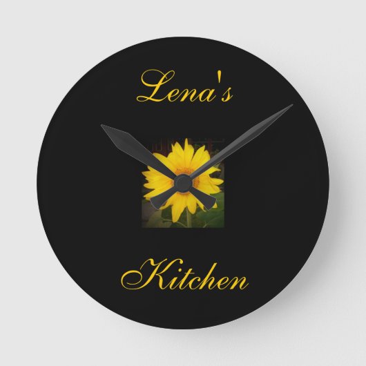 Persoonlijke zonnebloem-klok-Lena's Kitchen Ronde Klok (Voorkant)