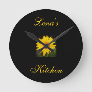 Persoonlijke zonnebloem-klok-Lena's Kitchen Ronde Klok