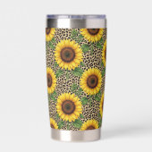 Persoonlijke Zonnebloem Luipaard 0,6L Thermokop Geïsoleerde Drinkbeker (Achterkant)