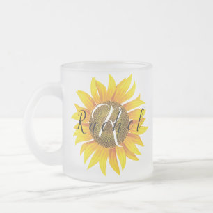 Persoonlijke zonnebloem matglas koffiemok