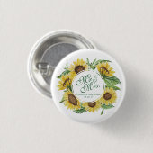 Persoonlijke zonnebloem met Button voor weddenscha (Voorkant /achterkant)