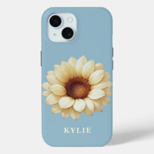 Persoonlijke Zonnebloem Naam Blauwe Phonehoes iPhone 15 Case