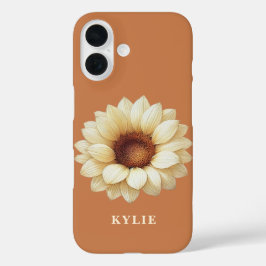 Persoonlijke Zonnebloem Naam Terracotta Phonehoes iPhone 16 Hoesje