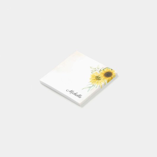 Persoonlijke zonnebloem post-it® notes (Schuin)