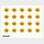 Persoonlijke zonnebloem ronde sticker (Vel)