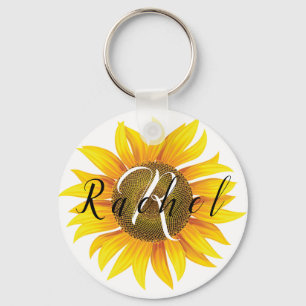 Persoonlijke zonnebloem sleutelhanger