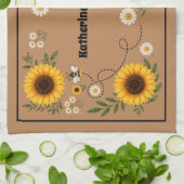 Persoonlijke Zonnebloem Theedoek (Gevouwen)