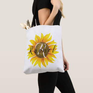 Persoonlijke zonnebloem tote bag
