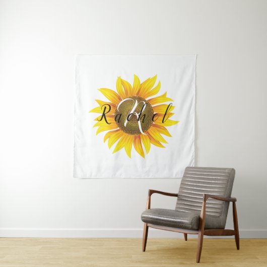 Persoonlijke zonnebloem wandkleed (In situ)