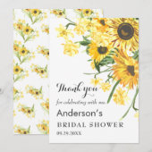 Persoonlijke Zonnebloem Watercolor Bruidsdouche Th Bedankkaart (Voorkant / Achterkant)