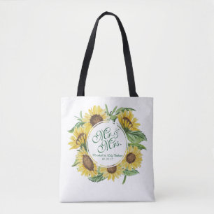 Persoonlijke Zonnebloem Wreath Wedding Canvas tas