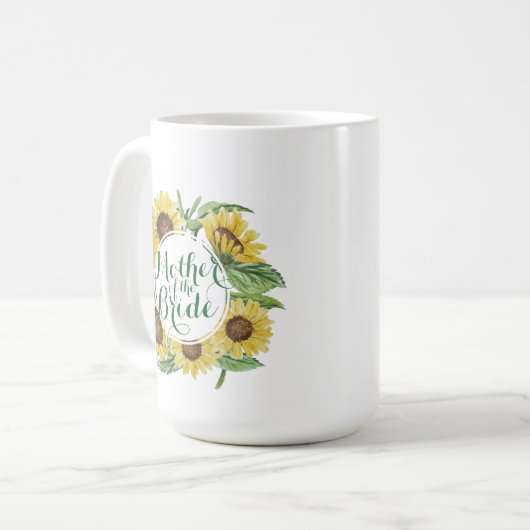 Persoonlijke Zonnebloem Wreath Wedding Classic Mok (Voorkant links)