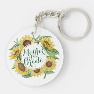 Persoonlijke Zonnebloem Wreath Wedding Sleutelhang Sleutelhanger