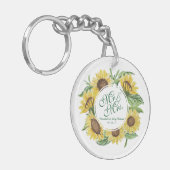 Persoonlijke Zonnebloem Wreath Wedding Sleutelhang Sleutelhanger (Voorkant Links)