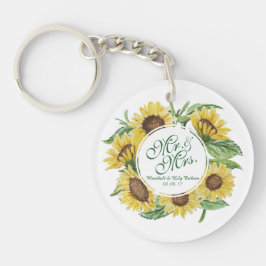 Persoonlijke Zonnebloem Wreath Wedding Sleutelhang Sleutelhanger