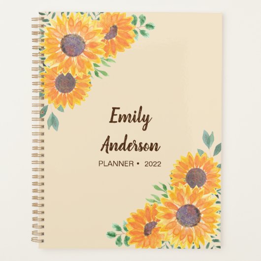 Persoonlijke zonnebloemen bladeren planner (Voorkant)