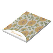 Persoonlijke zonnebloemen en tekst notitieblok (Linkerzijde)