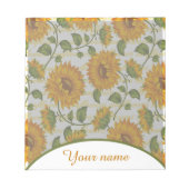 Persoonlijke zonnebloemen en tekst notitieblok (Voorkant)