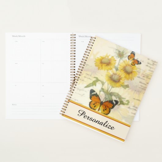 Persoonlijke zonnebloemen en vlinder planner (Display)